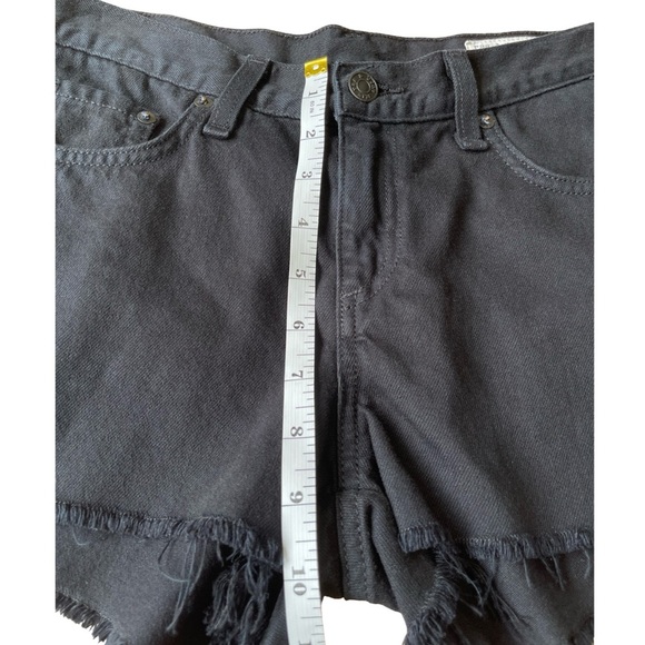 RAG & BONE Black Denim Mini Shorts Grunge Festival Raw Hem - Size 25 - Picture 9 of 13